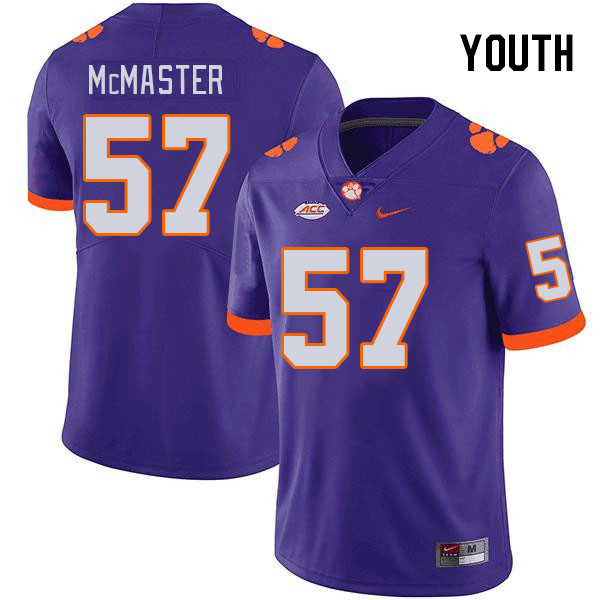 Youth #57 Chandler McMaster Clemson Tigers College Football Jerseys Stitched-Purple